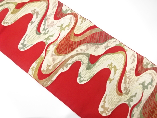 JAPANESE KIMONO / ANTIQUE NAGOYA OBI / SILK / WOVEN MIST & CLASSICAL PATTERN